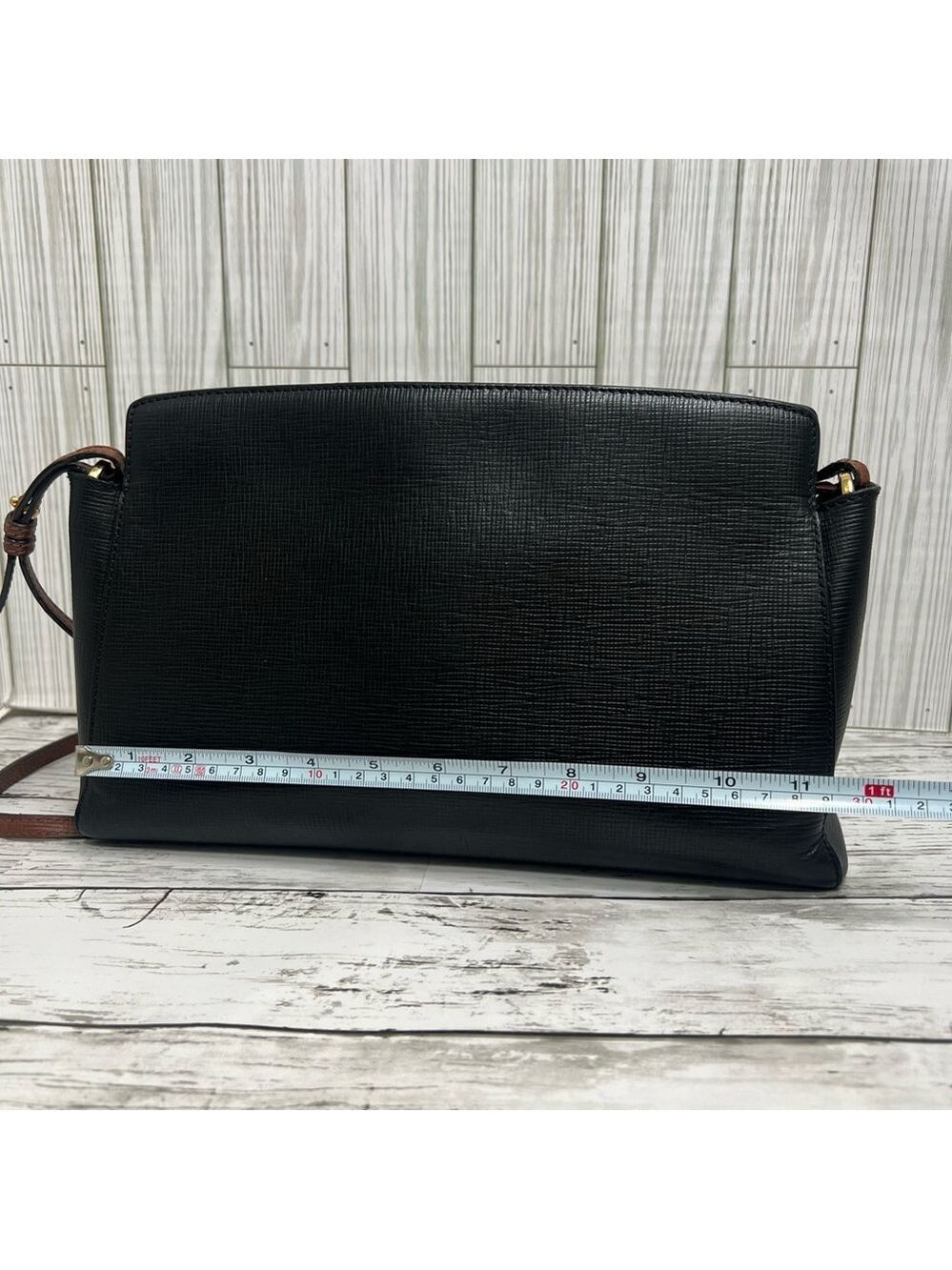 Burberry Vintage Black Leather Crossbody Bag with Brown Buckle Strap Designer - Picture 5 of 10